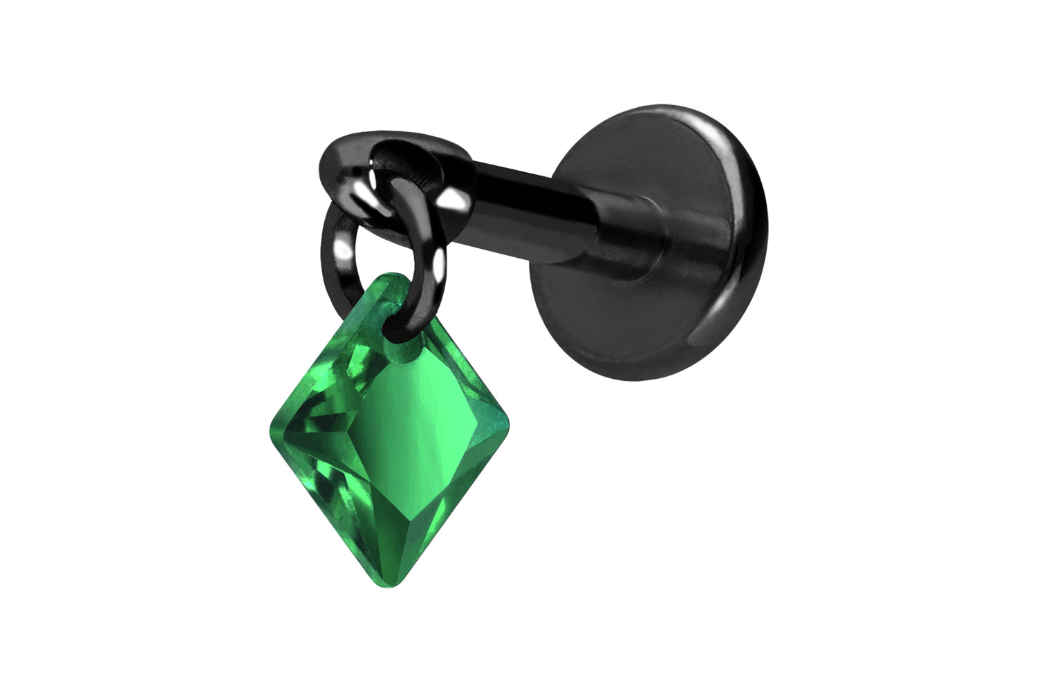 Titan Labret Piercing mit Innengewinde KRISTALLQUADRAT